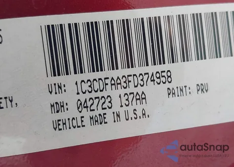 2015 Dodge Dart Se from USA, damaged, VIN 1C3CDFAA3FD374958